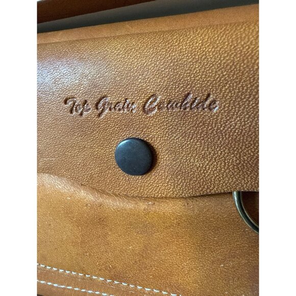 Vintage Cowhide Leather Checkbook Wallet With Coin Pocket & Card Holder Tan - Picture 4 of 16